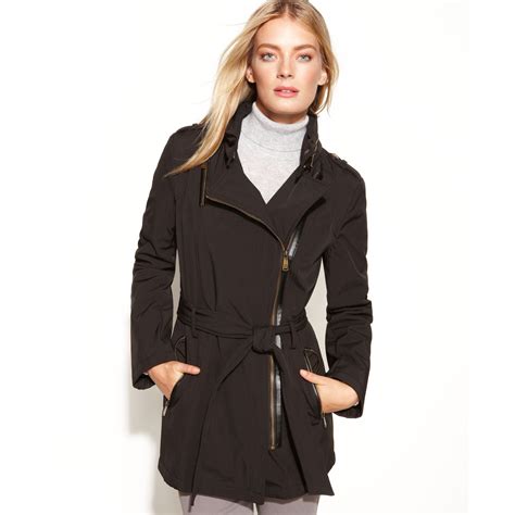 michael kors women's zipper hooded polyester shell jacket|Michael Kors leather jacket.